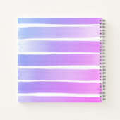 ピンクパープルスケッグラデーションチストライプブックの名前 ノートブック (裏面)