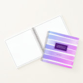 ピンクパープルスケッグラデーションチストライプブックの名前 ノートブック (内部)