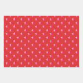 ピンクパープルスターズオンホリデーレッド ラッピングペーパーシート (正面3)