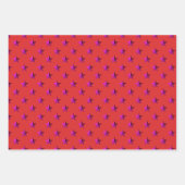 ピンクパープルスターズオンホリデーレッド ラッピングペーパーシート (正面2)
