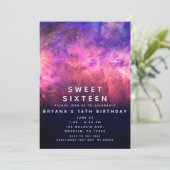 ピンクパープルスターリースカイコズミック銀河系スウィート16 招待状 (スタンド正面)
