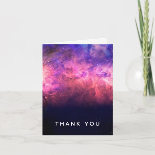 ピンクパープルスターリースカイコズミック銀河系スカイサンキュー サンキューカード (正面)