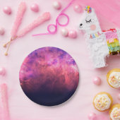 ピンクパープルスターリースカイコズミック銀河系スカイファイアグロー ペーパープレート (パーティー)