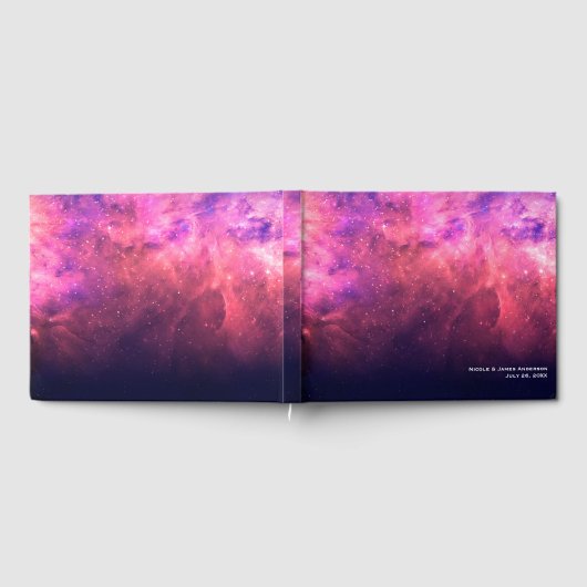 ピンクパープルスターリースカイコズミック銀河系スカイ結婚ズ ゲストブック (全面)