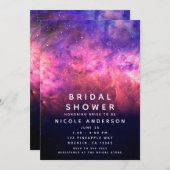 ピンクパープルスターリースカイコズミック銀河系ブライダルシャワー 招待状 (正面/裏面)