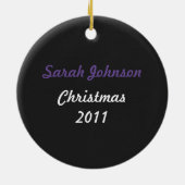 ピンクパープルストライプゼブラ財布とピンクの携帯電話 セラミックオーナメント (裏面)