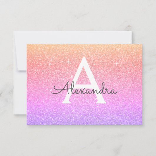 ピンクパープルスパークルグリッタースウィート16日を保存 セーブザデート (正面)