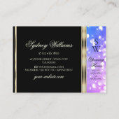 ピンクパープルスパークルグリッターモノグラムブラック金ゴールド 名刺 (裏面)