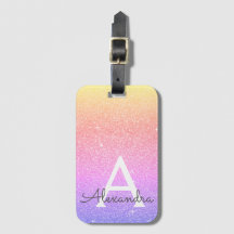 ピンクパープルスパークルグリッターモノグラム名