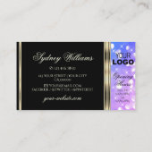 ピンクパープルスパークルグリッター追加ロゴブラック金ゴールド 名刺 (裏面)