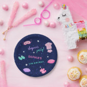 ピンクパープルスリープバーバースデーパーティースター ペーパープレート (パーティー)