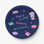 ピンクパープルスリープバーバースデーパーティースター ペーパープレート (正面)