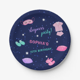 ピンクパープルスリープバーバースデーパーティースター ペーパープレート