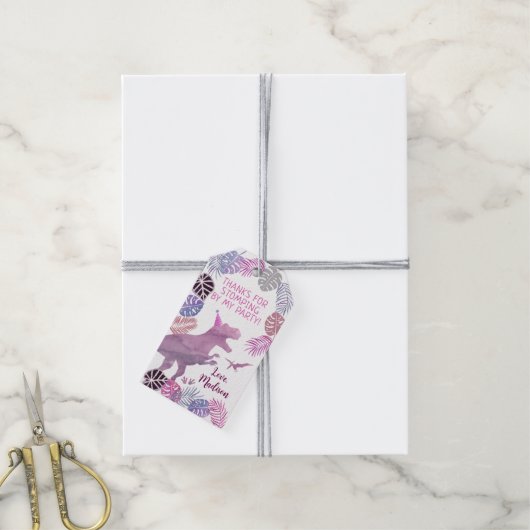 ピンクパープルスリーレックスガールディオナース誕生日 ギフトタグ (より糸付き)