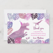 ピンクパープルスリーレックスガールディオナース誕生日 サンキューカード (正面)