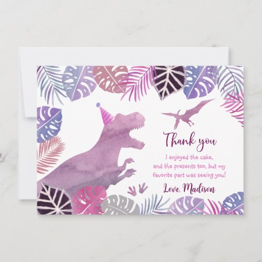 ピンクパープルスリーレックスガールディオナース誕生日 サンキューカード (正面)