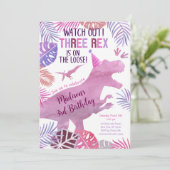 ピンクパープルスリーレックスガールディオナース誕生日 招待状 (スタンド正面)