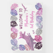 ピンクパープルスリーレックスガールディオナース誕生日 横断幕 (縦)