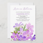 ピンクパープルゼラニウムフローラブライダルシャワー 招待状 (正面)