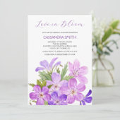 ピンクパープルゼラニウムフローラブライダルシャワー 招待状 (スタンド正面)
