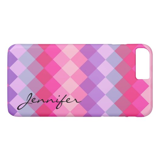 ピンクパープルダイヤモンドジオメトリックパターン Case-Mate iPhoneケース (裏面(横))