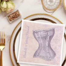 ピンクパープルダマスコビクトリアンコルセットヴィンテージスタイル