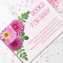 ピンクパープルダリアガールベビーシャワーブズベビー エンクロージャーカード