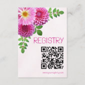 ピンクパープルダリアガールベビーシャワーレジストリ エンクロージャーカード (正面)