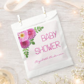 ピンクパープルダリアガールベビーシャワー フェイバーバッグ (クリップ留めされた状態)