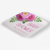 ピンクパープルダリアガールベビーシャワー ペーパープレート (傾斜あり)