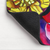 ピンクパープルダリア花の水カラー抽象芸術アート マウスパッド (コーナー)