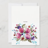 ピンクパープルチューリップフローラブーケブライダルシャワー 招待状 (裏面)