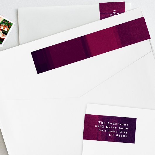 ピンクパープルチョークホリデー差出人住所ラベル ラップアラウンドラベル