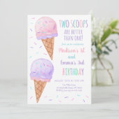 ピンクパープルツースクオプスアイスクリームジョイント誕生日 招待状 (スタンド正面)
