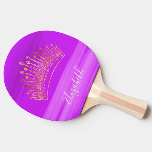 ピンクパープルティアラクラウンガーリー名 卓球ラケット (横)