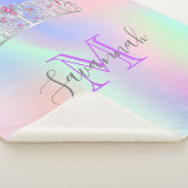 ピンクパープルティアラ冠モノグラムのホログラフィック シェルパブランケット (3/4)