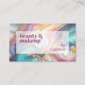 ピンクパープルティール(緑がかった色)アクアブルー金ゴールド大理石アートパターン 名刺 (正面)