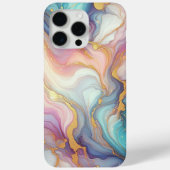 ピンクパープルティール(緑がかった色)アクアブルー金ゴールド大理石アートパターン Case-Mate iPhoneケース (裏面)