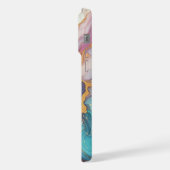 ピンクパープルティール(緑がかった色)アクアブルー金ゴールド大理石アートパターン iPhoneケース (左側面)