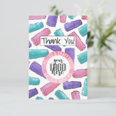 ピンクパープルティール（緑がかった色）タンブラー水彩ロゴのお客様 サンキューカード (スタンド正面)