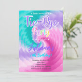 ピンクパープルティール（緑がかった色）ティエディ誕生日招待状 招待状 (スタンド正面)