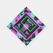 ピンクパープルティール（緑がかった色）ペイントスプラッタバスケットボール誕生日 スタンダードランチョンナプキン (角)