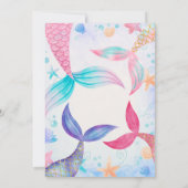 ピンクパープルティール（緑がかった色）マーメイドテールバースデーパーティー 招待状 (裏面)