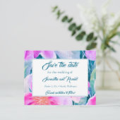 ピンクパープルティール（緑がかった色）水彩結婚式の日付を保存 案内ポストカード (スタンド正面)