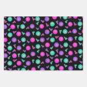ピンクパープルティール(緑がかった色)絵を描(ばちゃばちゃ)跳ねる名 ラッピングペーパーシート (正面2)