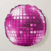 ピンクパープルディスコボールスパークル鏡 ラウンドクッション (正面)