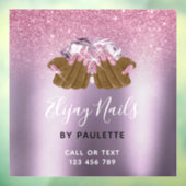 ピンクパープルネイルサロン女性手爪、 ネイル技術者 ウィンドウサイン (シート3)