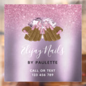 ピンクパープルネイルサロン女性手爪、 ネイル技術者 ウィンドウサイン (シート2)