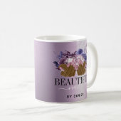 ピンクパープルネイルサロン女性手爪、 ネイル技術者 コーヒーマグカップ (正面右)