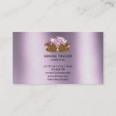 ピンクパープルネイルサロン女性手爪、 ネイル技術者 名刺 (裏面)